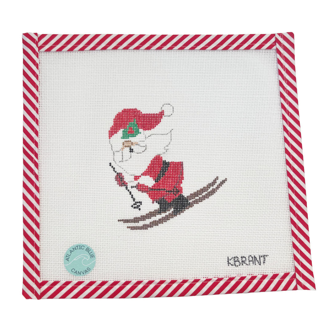 Skiing Santa - Atlantic Blue Canvas