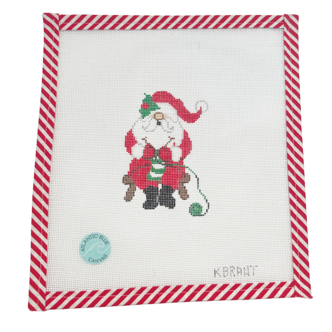 Knitting Santa - Atlantic Blue Canvas
