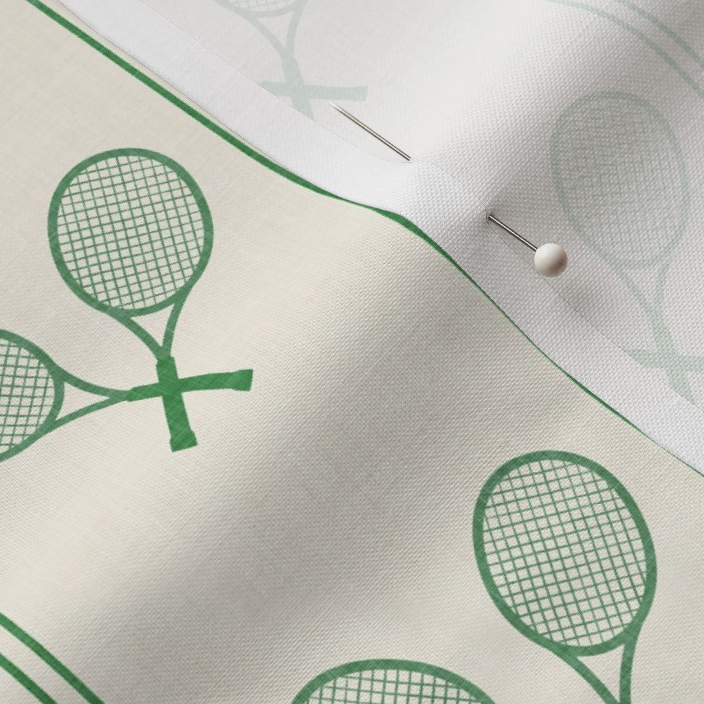 Tennis Racquets Fabric - Green & Cream