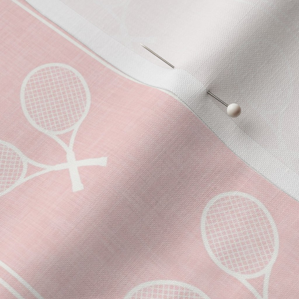 Tennis Racquets Fabric - Pink & White