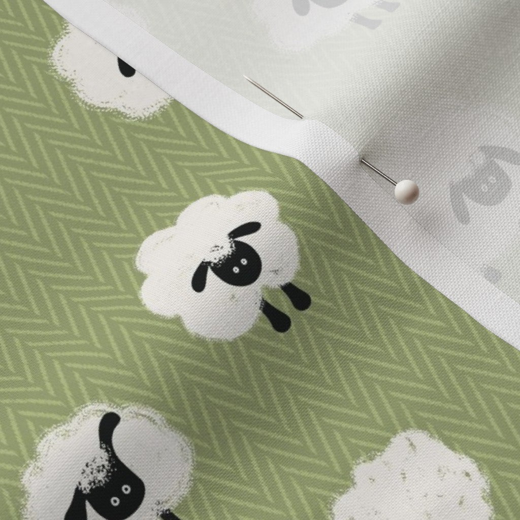Green Counting Sheep Fabric