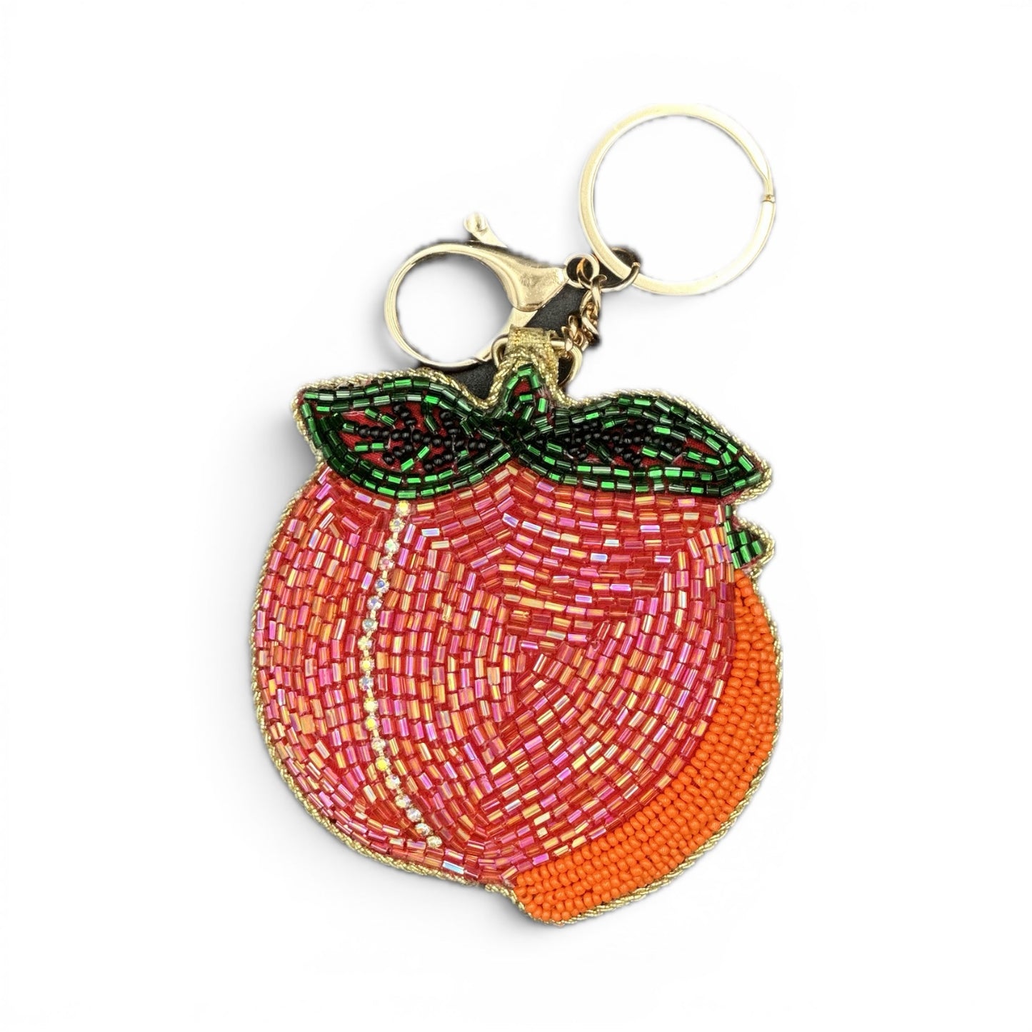 Peach Beaded Bag Charm
