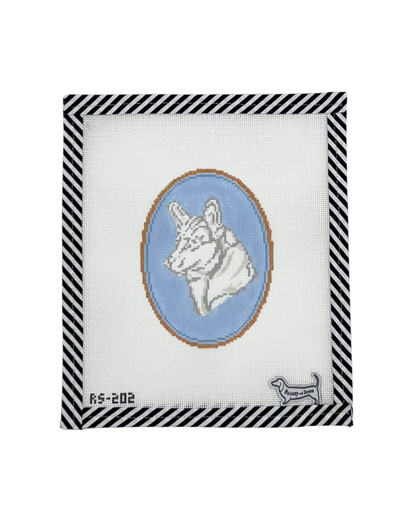 The Corgi Cameo – Atlantic Blue Canvas