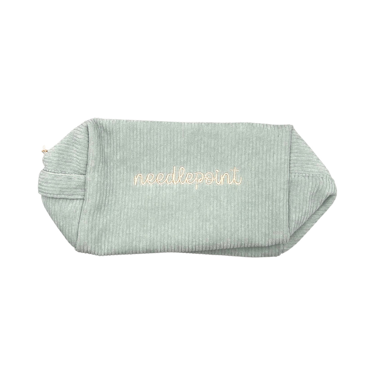 needlepoint' Embroidered Corduroy Project Bag - Glacier
