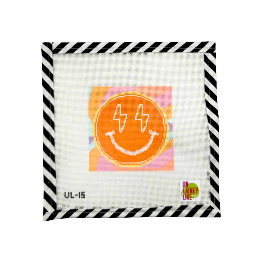 Neon Smiley Face – Atlantic Blue Canvas