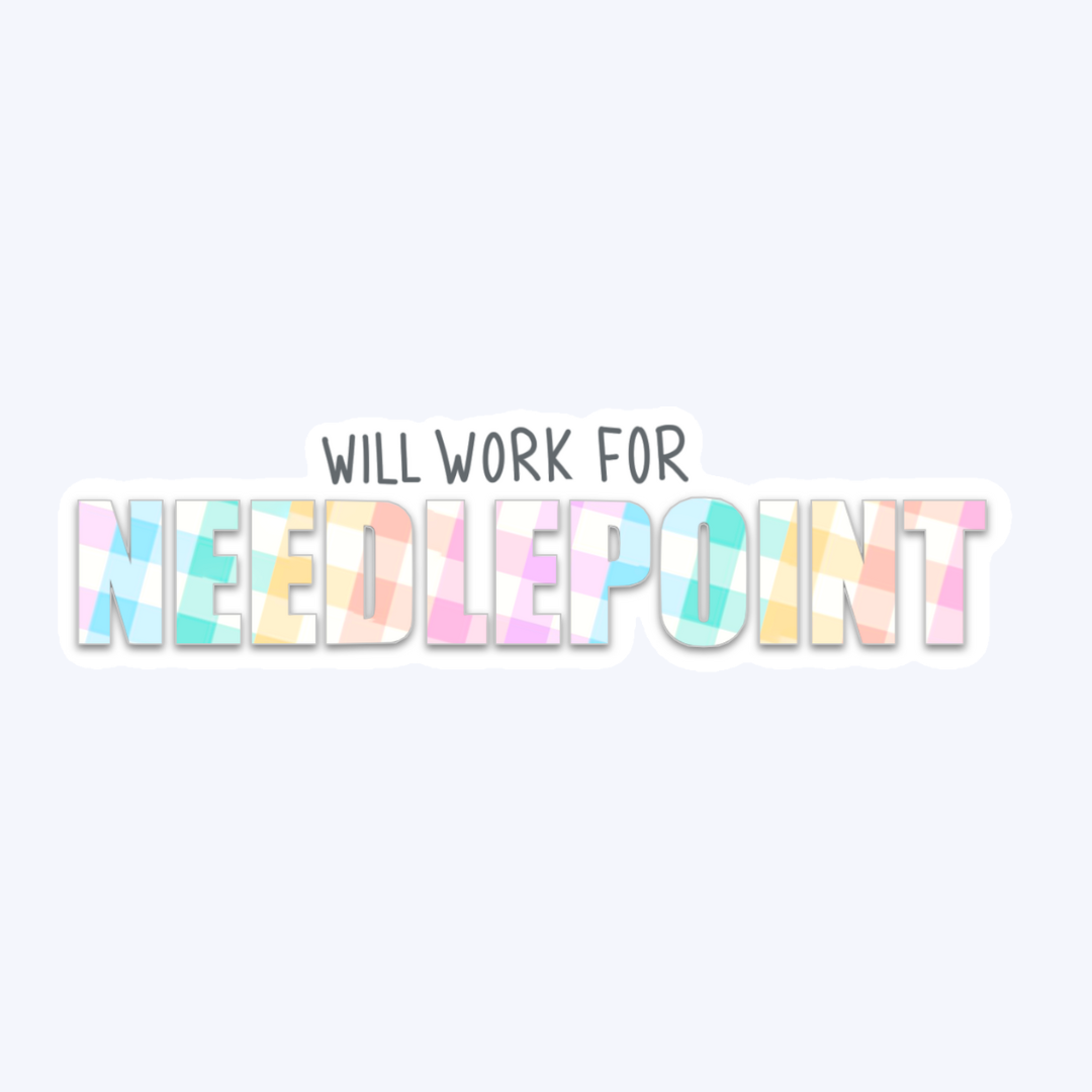 Will Work for Needlepoint Rainbow Plaid Sticker