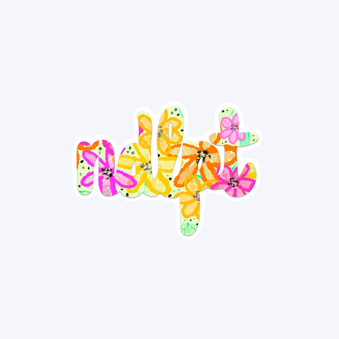 ndlpt Orange/Yellow/Pink floral Sticker - Small
