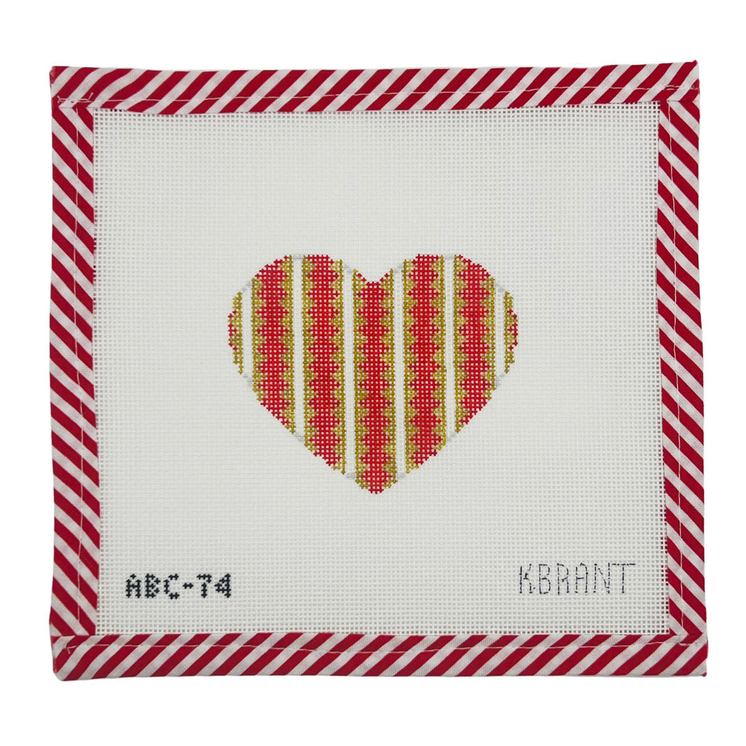 Striped Gold Heart - Red - Atlantic Blue Canvas
