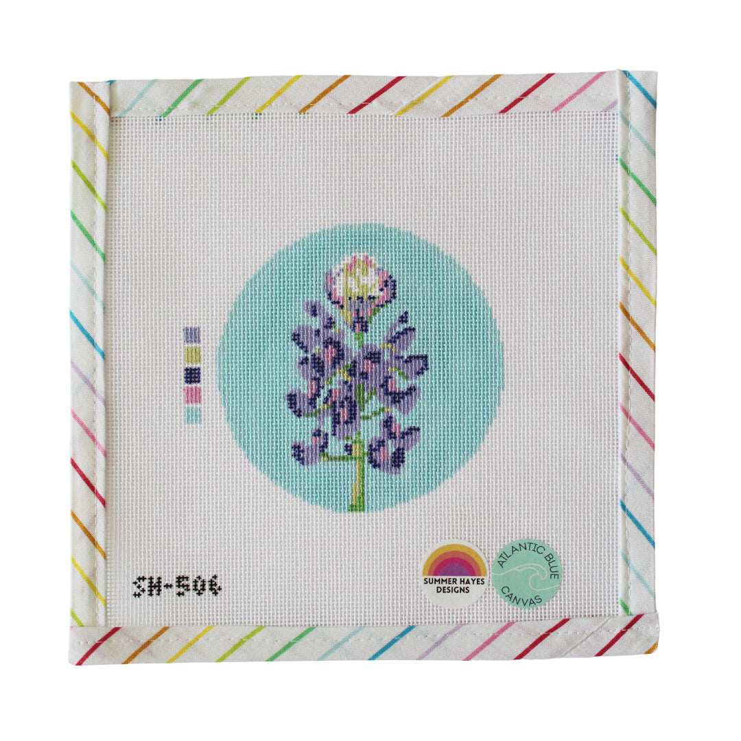 Bluebonnets Round - Atlantic Blue Canvas