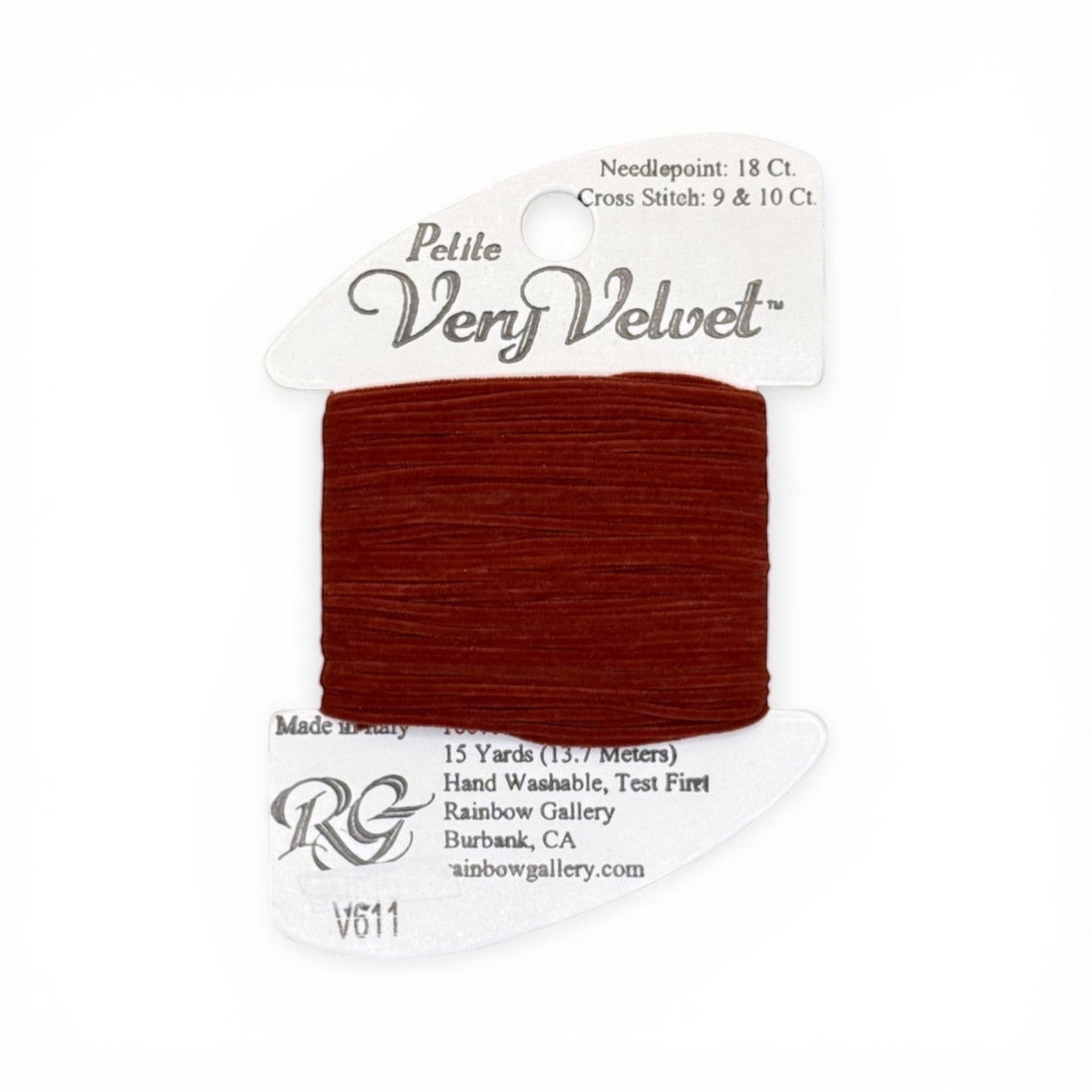 Atlantic Blue Canvas Petite Very Velvet brick red 100% nylon thread for needlepoint and cross stitch.