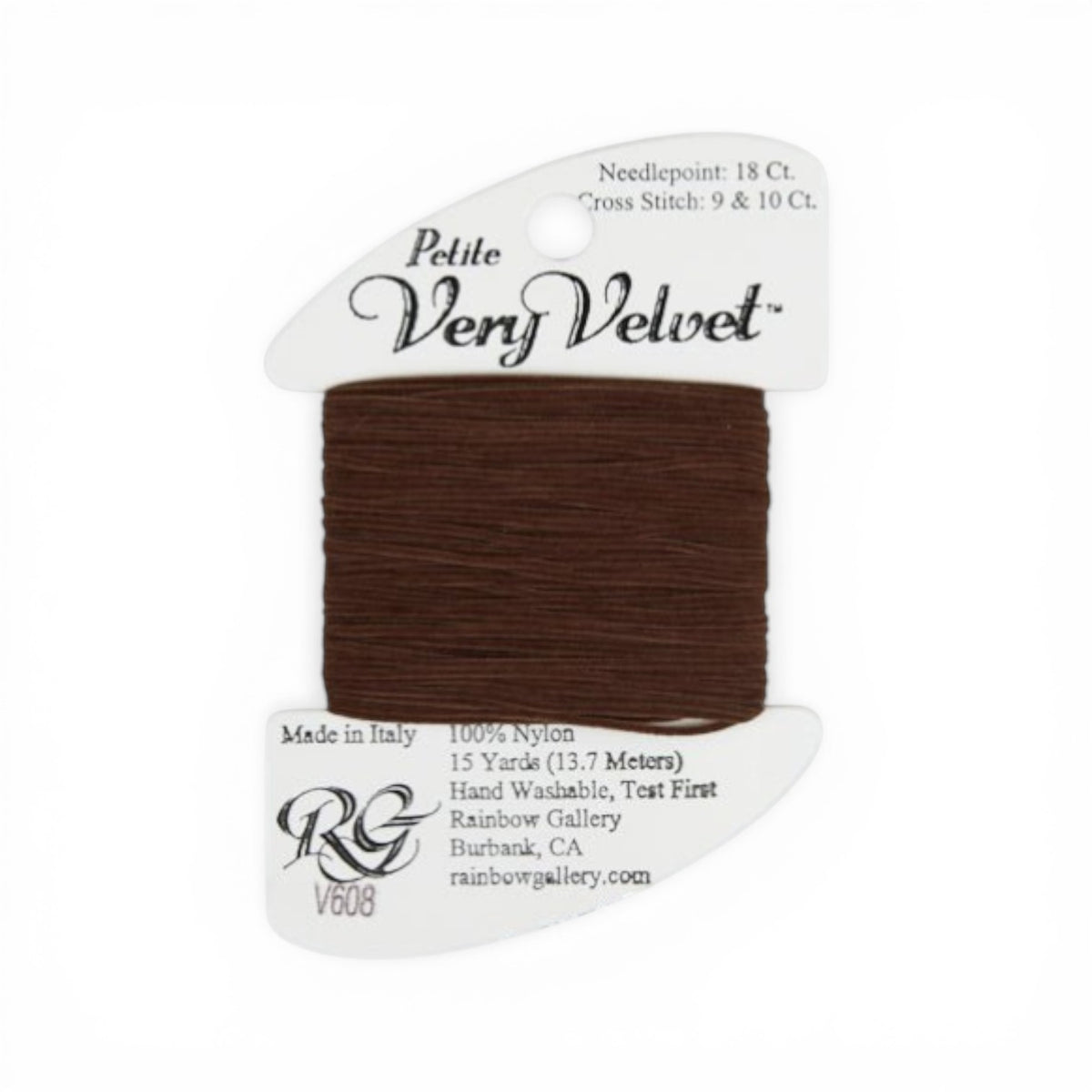 Atlantic Blue Canvas Petite Very Velvet dark brown 100% nylon thread for needlepoint and cross stitch.