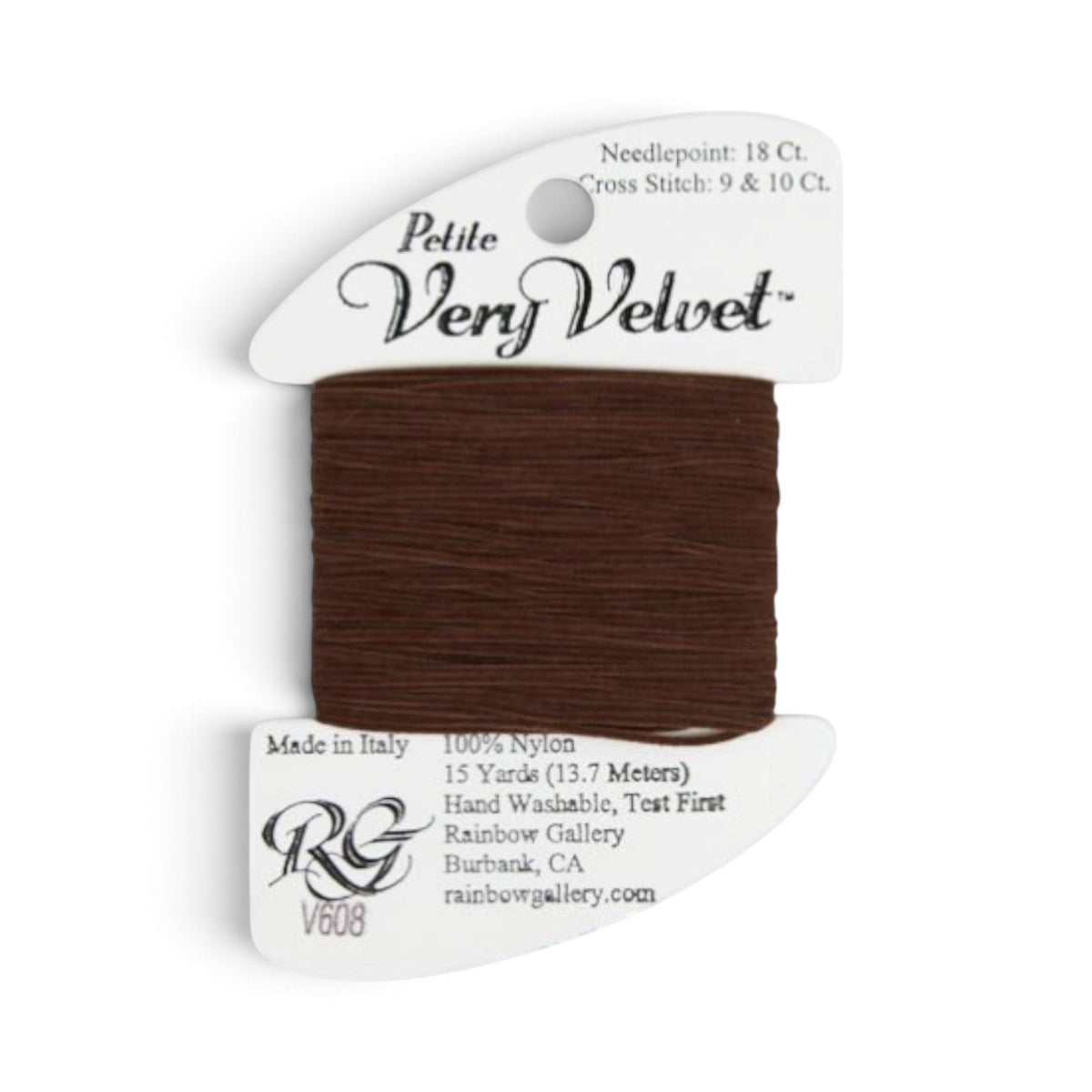 Atlantic Blue Canvas Petite Very Velvet dark brown 100% nylon thread for needlepoint and cross stitch.