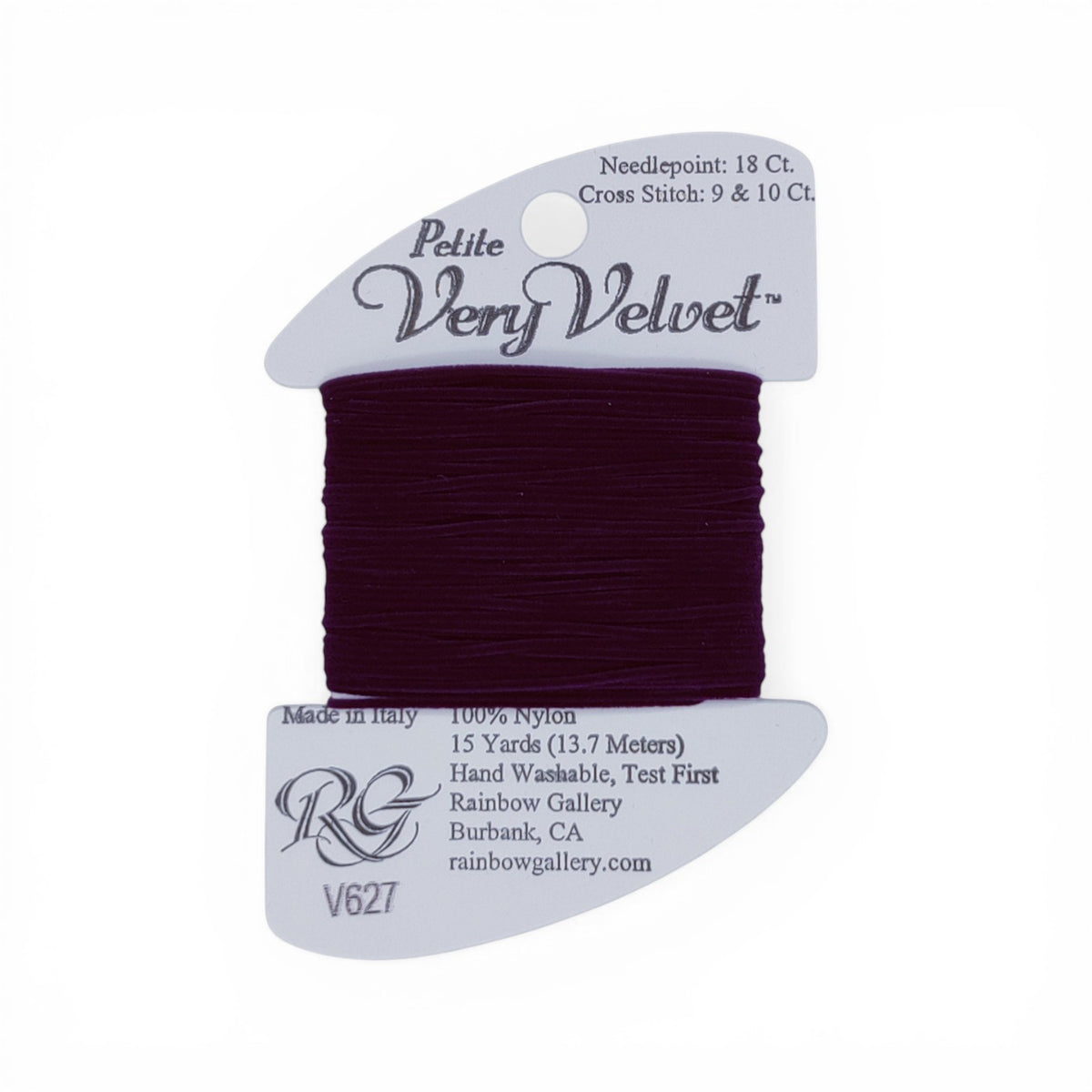Atlantic Blue Canvas Petite Very Velvet eggplant nylon thread for needlepoint and cross stitch, 15 yards.