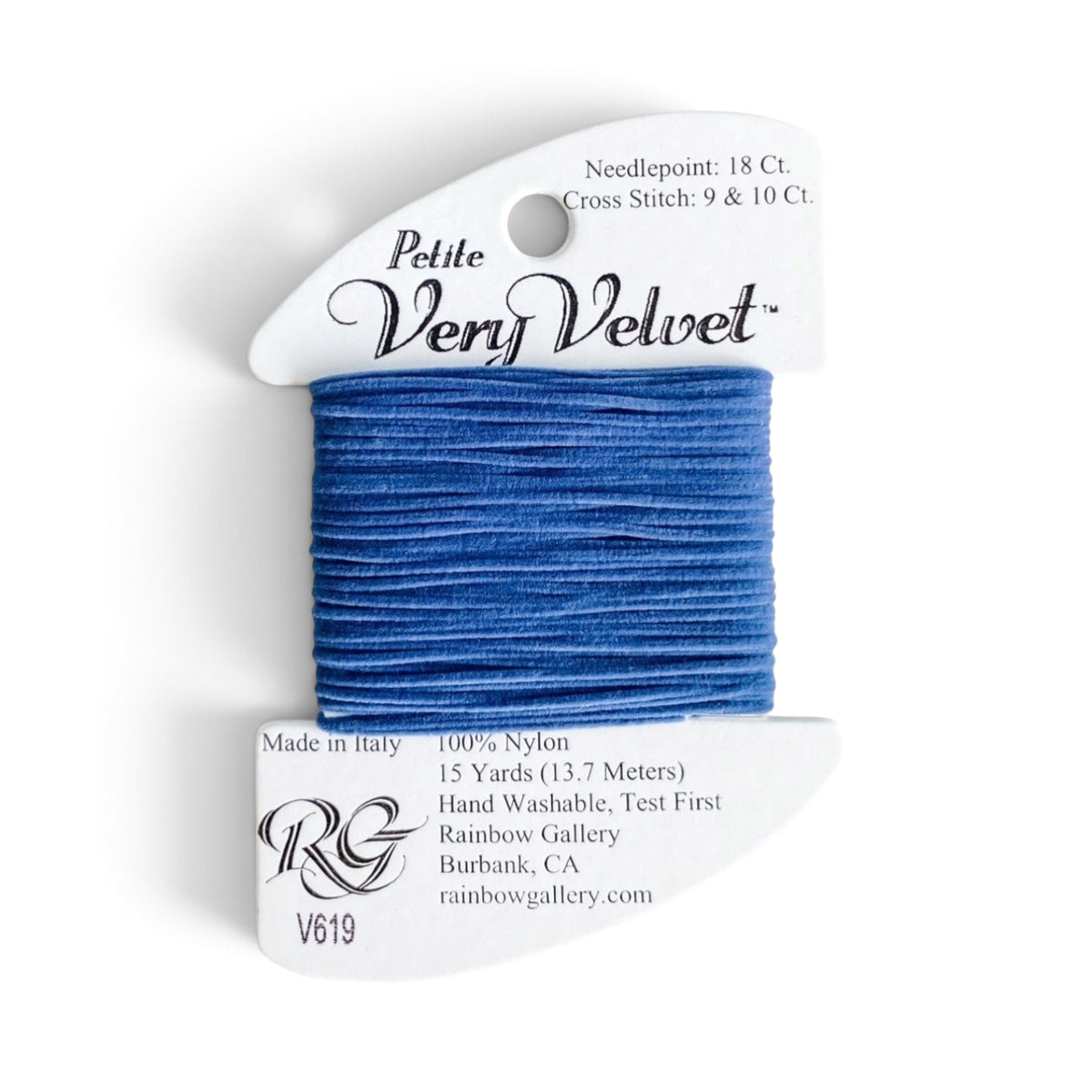 Atlantic Blue Canvas Petite Very Velvet V619, royal blue nylon thread for needlepoint and cross stitch.