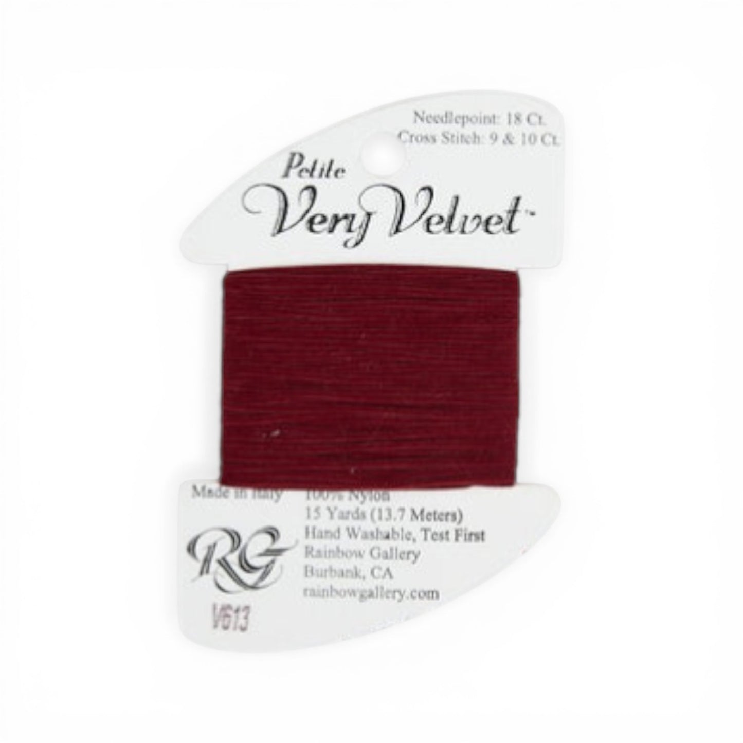 Atlantic Blue Canvas Petite Very Velvet burgundy nylon embroidery thread, 15 yards.