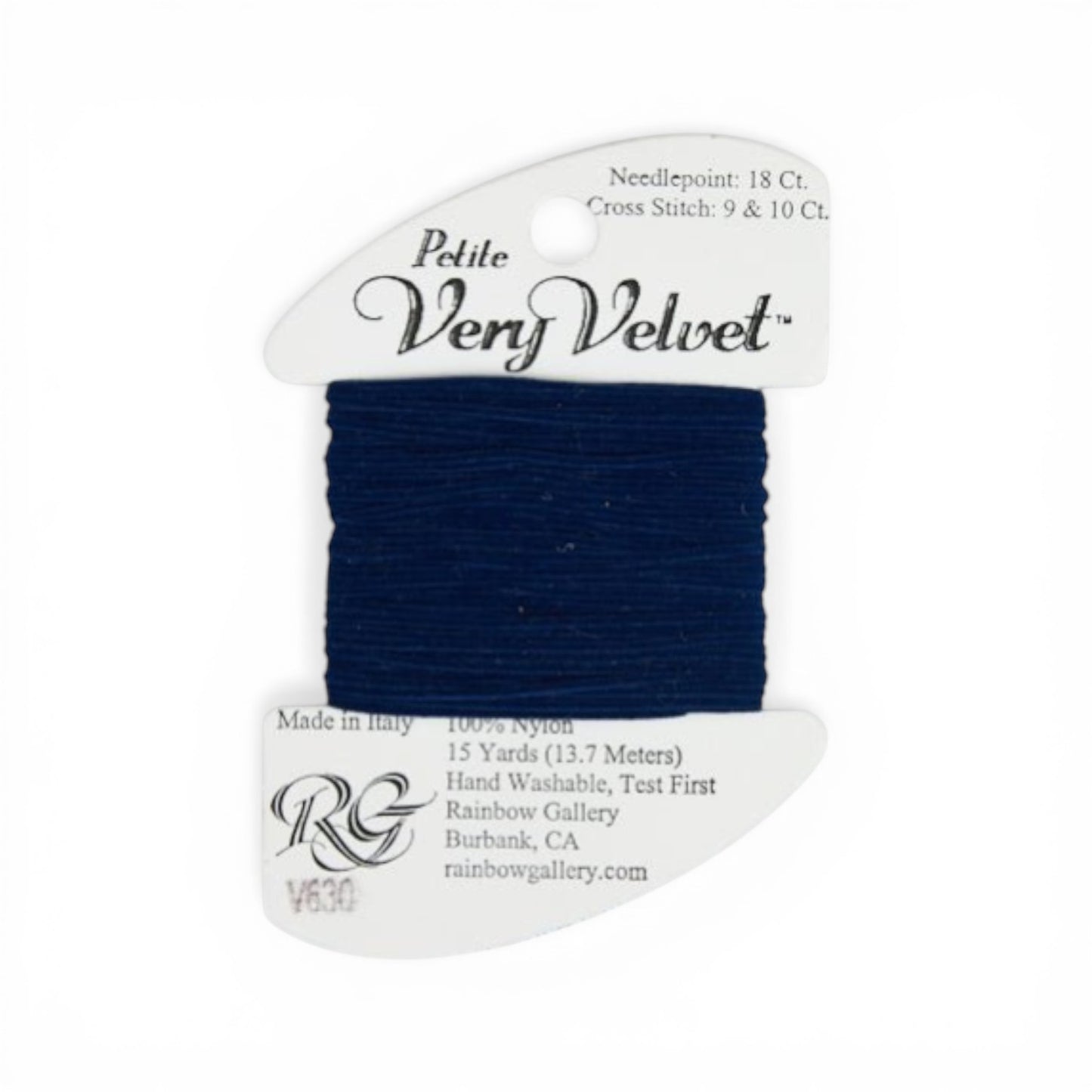 Atlantic Blue Canvas Petite Very Velvet navy 100% nylon embroidery floss, 15 yards.