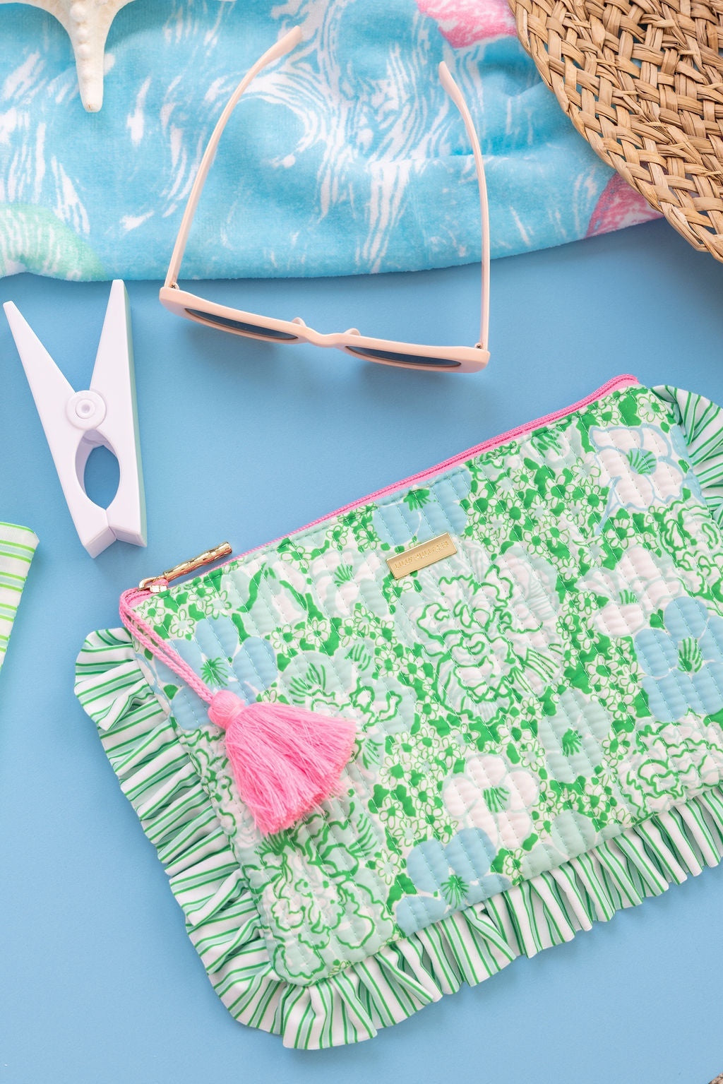 Lilly Pulitzer Mint Condition Burst of Joy Ruffle Pouch
