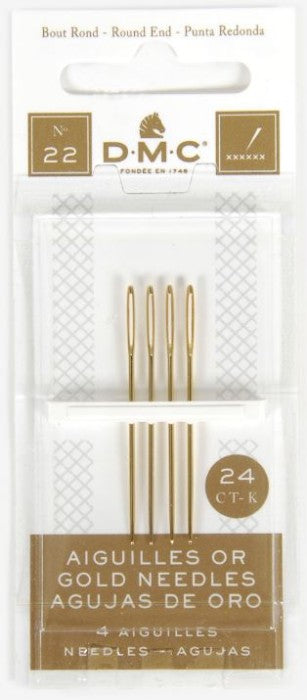 DMC GOLD Tapestry Needles - Sz 22 - 4 pack - Atlantic Blue Canvas