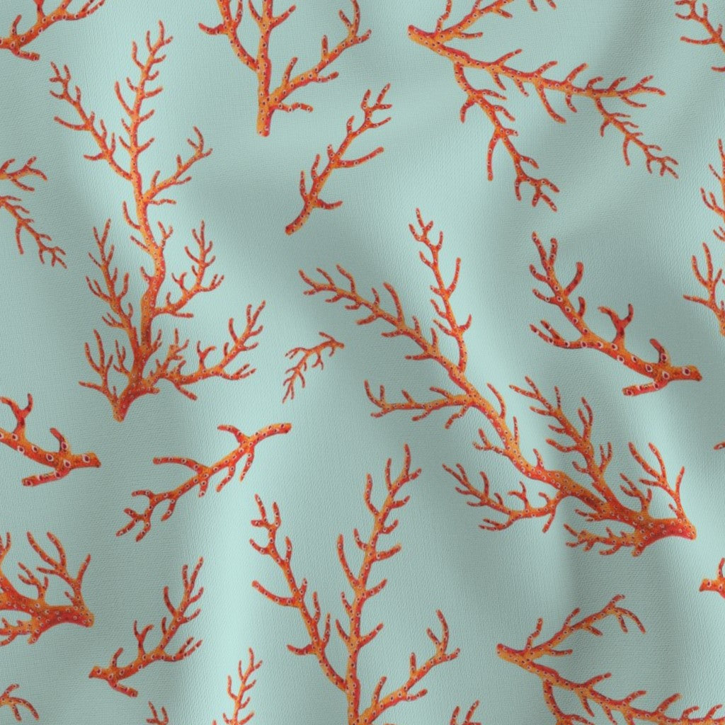 Blue and Orange Coral Fabric