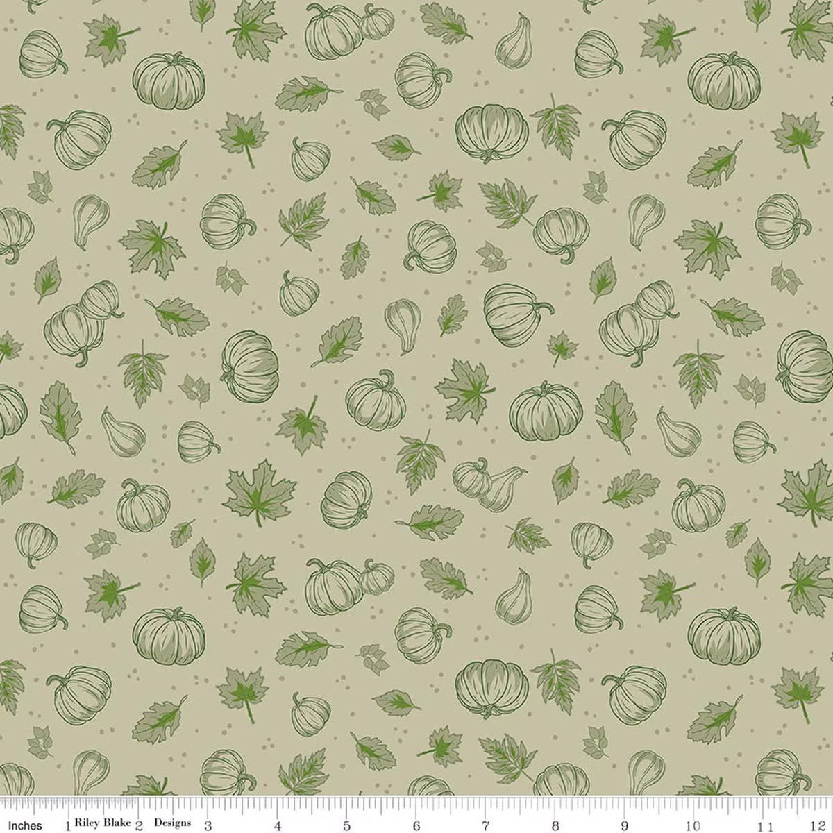 Cozy Autumn Pumpkins Meadow Fabric