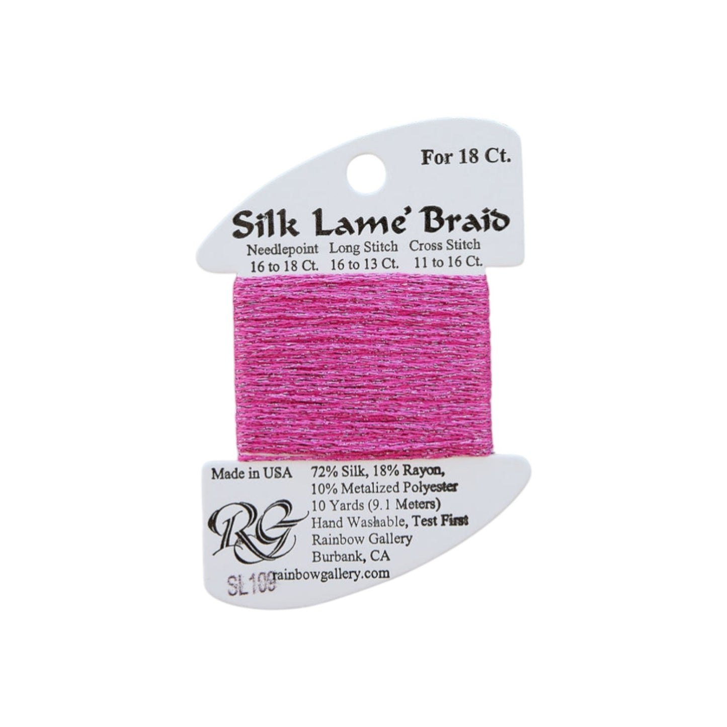 Silk Lame Braid SL109 Med Raspberry