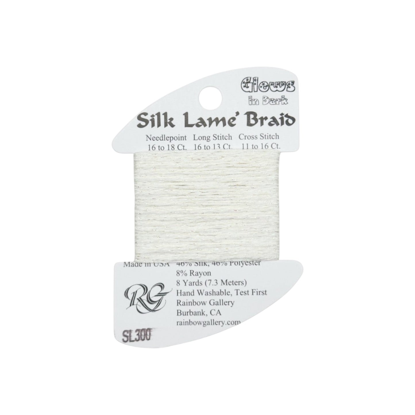 Silk Lame Braid SL300 Glow in the Dark White