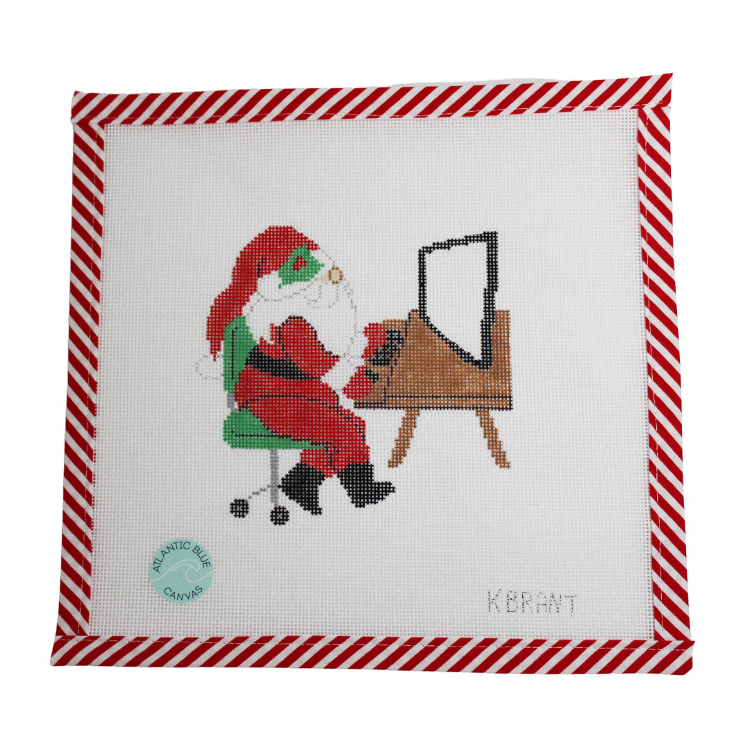 Work From Home Santa - Atlantic Blue Canvas