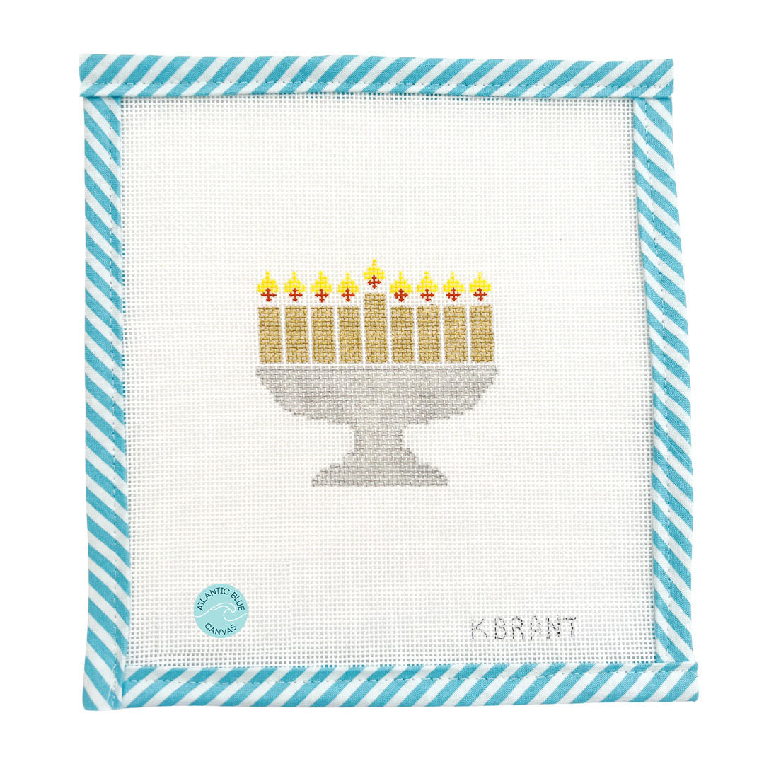 Hanukkah Menorah - Gold & Silver - Atlantic Blue Canvas