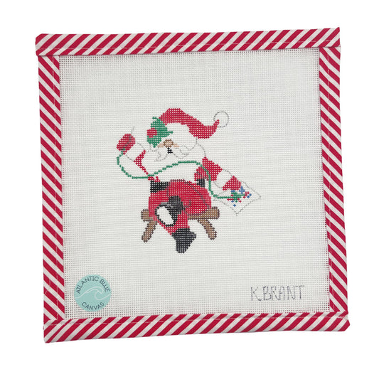 Needlepointing Santa - Atlantic Blue Canvas
