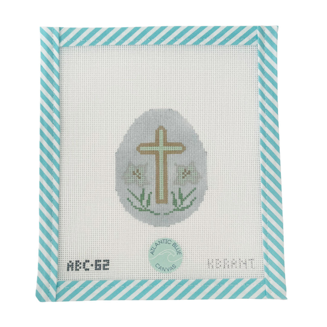 Easter Egg - Cross - Atlantic Blue Canvas
