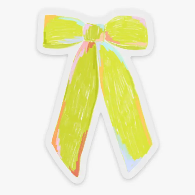 Lime Green Bow Sticker