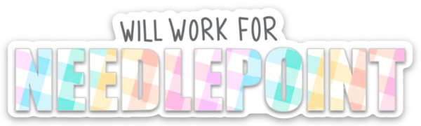Will Work for Needlepoint Rainbow Plaid Sticker