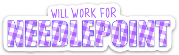 Will Work for Needlepoint Purple Plaid Sticker