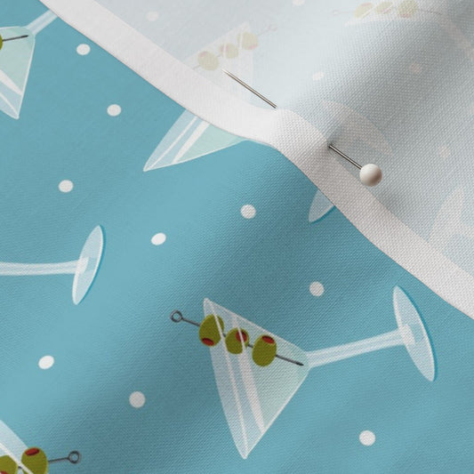 Martini Glasses Fabric - Blue