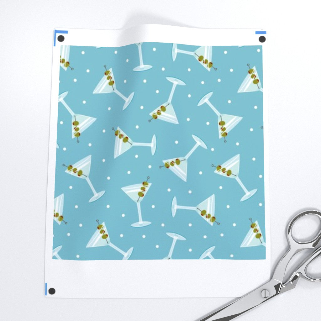 Martini Glasses Fabric - Blue