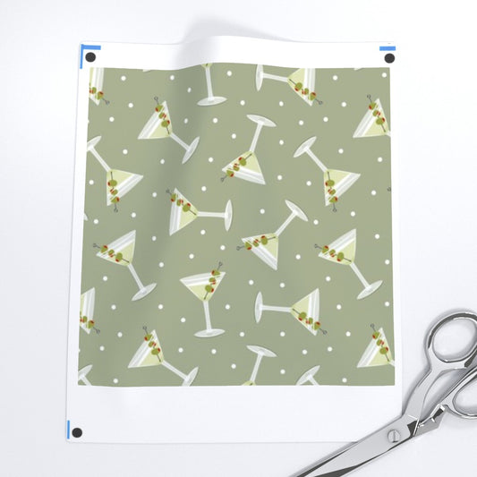 Martini Glasses Fabric - Green