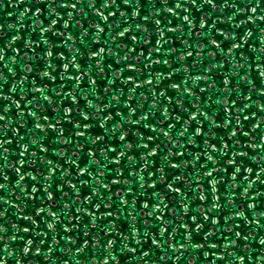 Silver Lined Green Miyuki Seed Beads Size 15 #16