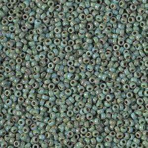 Opaque Turquoise Blue Picasso Miyuki Seed Beads Size 15 #4514