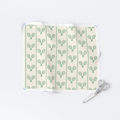 Tennis Racquets Fabric (Green/Cream)