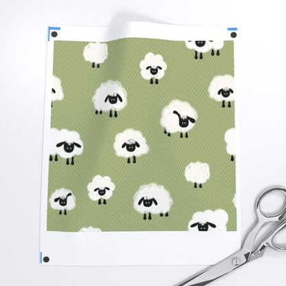 Green Counting Sheep Fabric