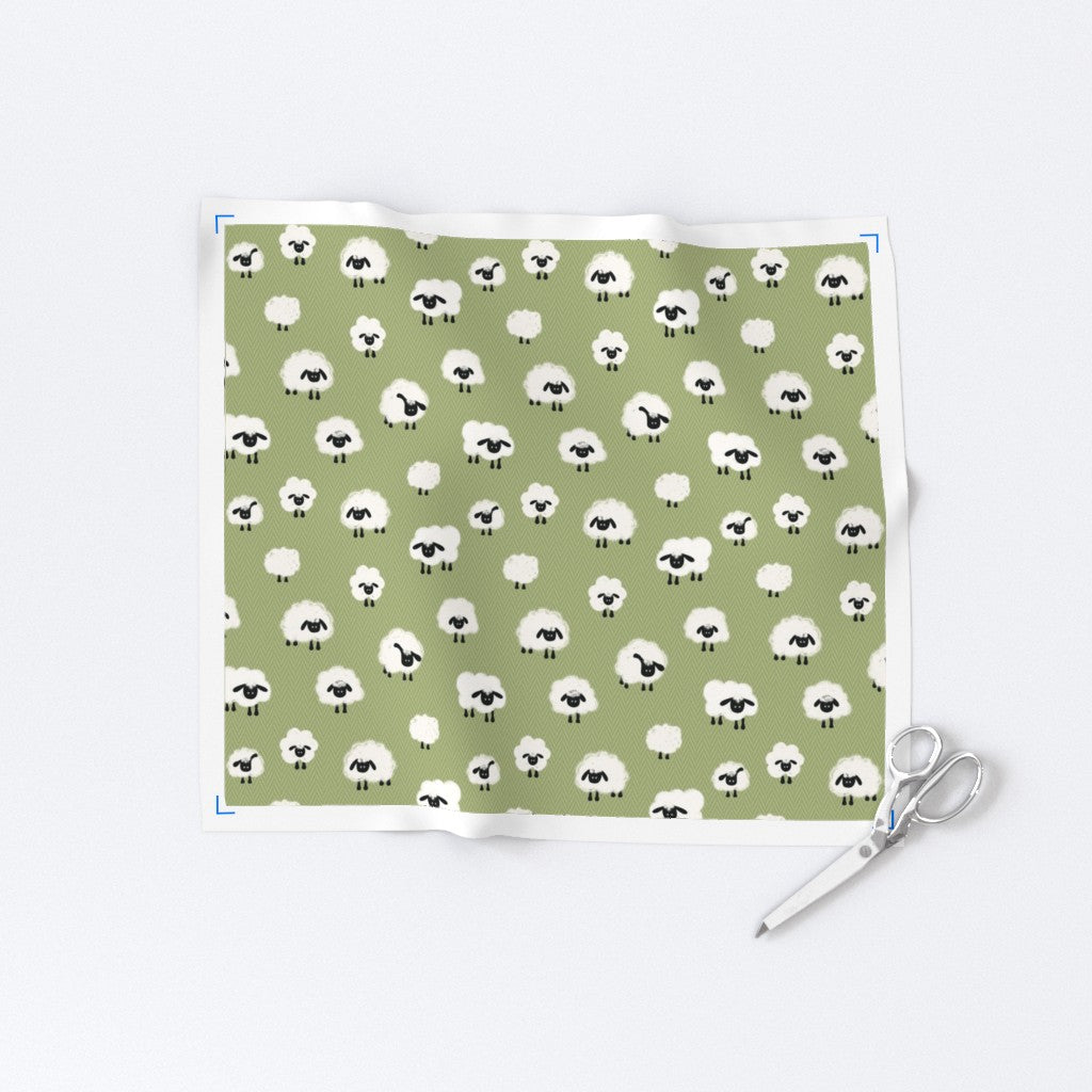 Green Counting Sheep Fabric