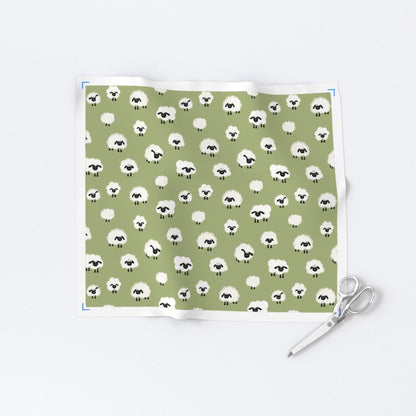 Green Counting Sheep Fabric