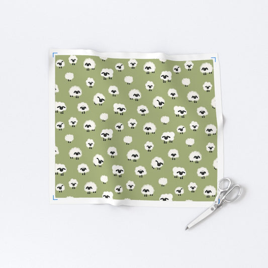 Green Counting Sheep Fabric