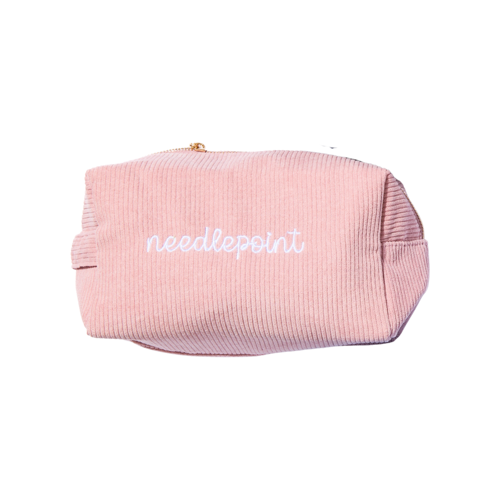 'needlepoint' Embroidered Corduroy Project Bag - Rose