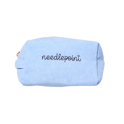 'needlepoint' Embroidered Corduroy Project Bag - Cornflower