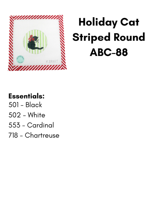 Holiday Cat Striped Round