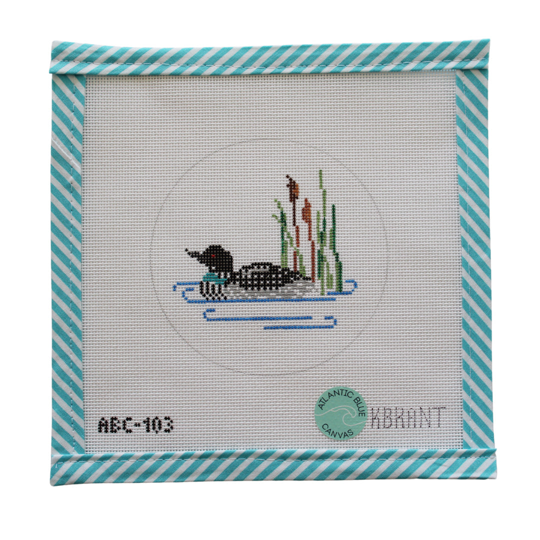 Mallard Duck Loon Round - Atlantic Blue Canvas