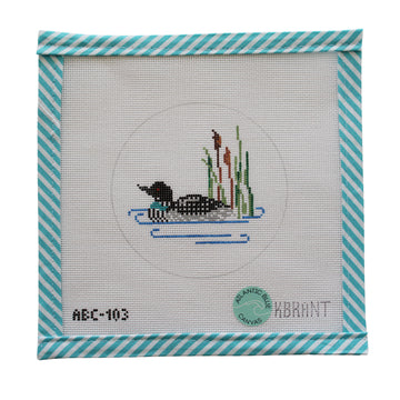 Mallard Duck Loon Round - Atlantic Blue Canvas