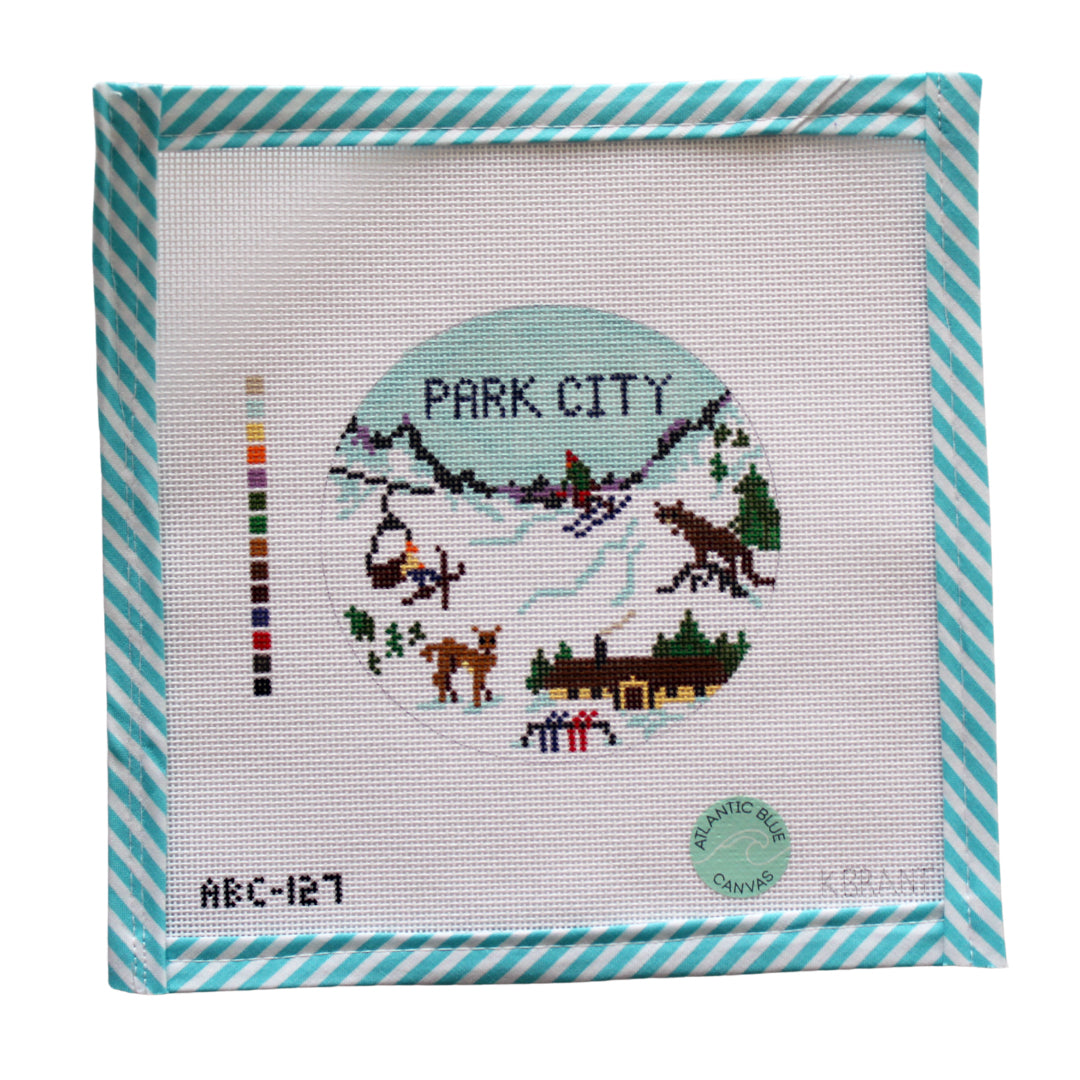 Park City - Ski Mountain Travel Round - Atlantic Blue Canvas