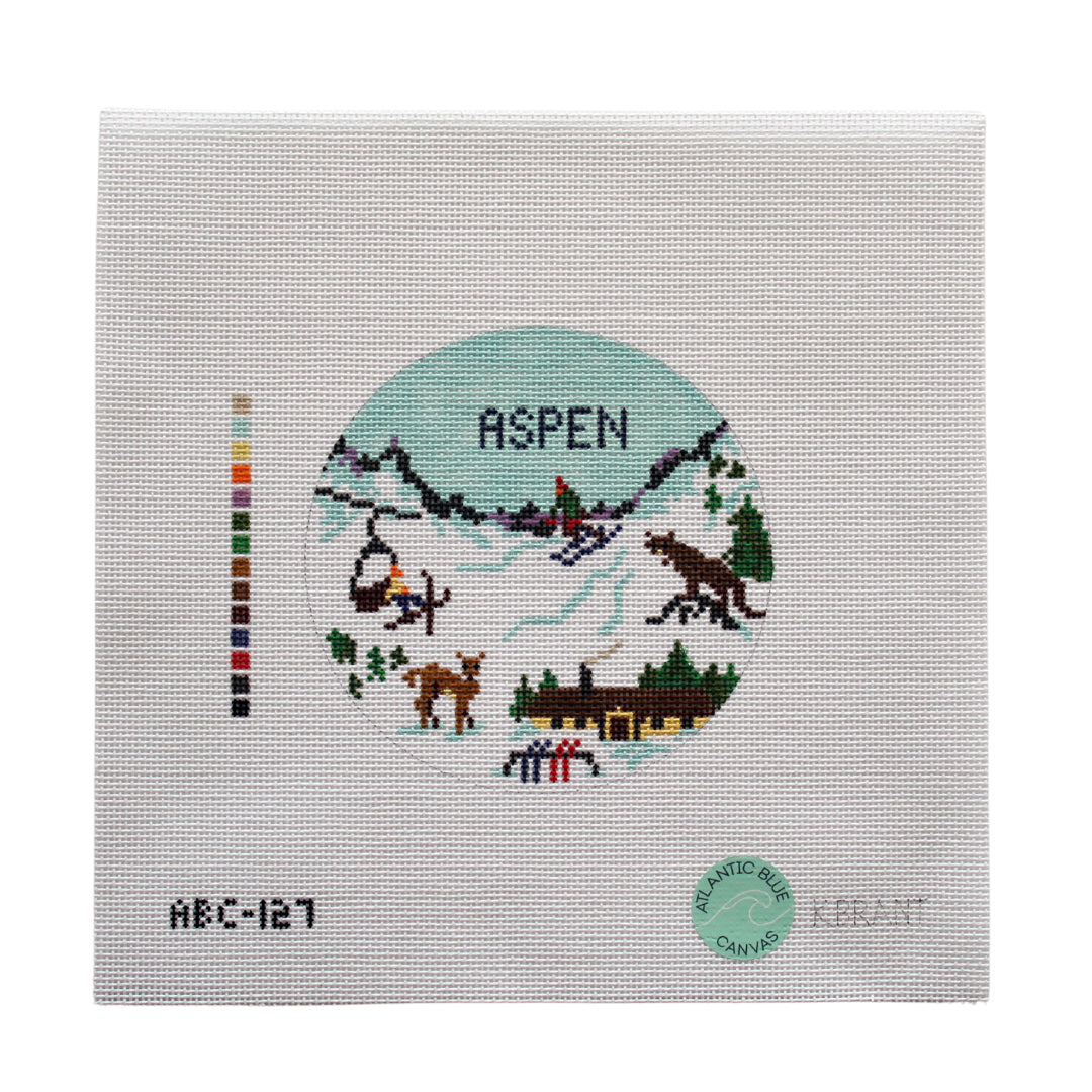 Aspen - Ski Mountain Travel Round - Atlantic Blue Canvas